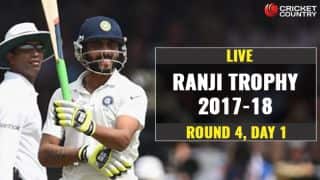 Live Cricket Score, Ranji Trophy 2017-18, Round 4, Day 1